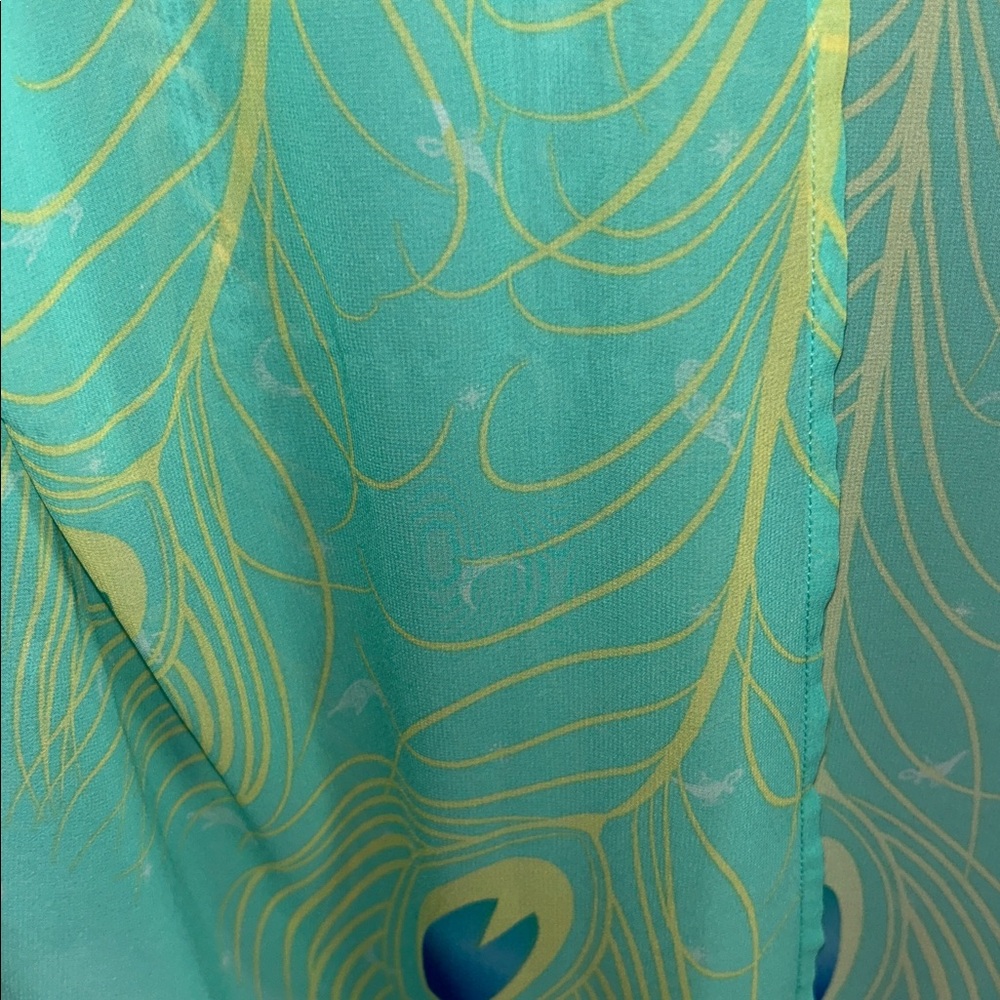 Disney Teal Peacock Feather Open-Front Kimono - Picture 3 of 6